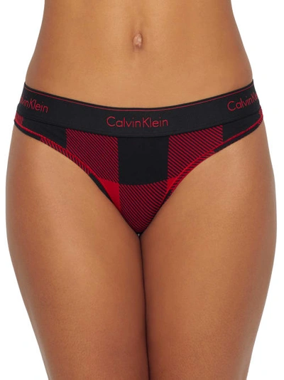 Calvin Klein Modern Cotton Thong In Buffalo Check