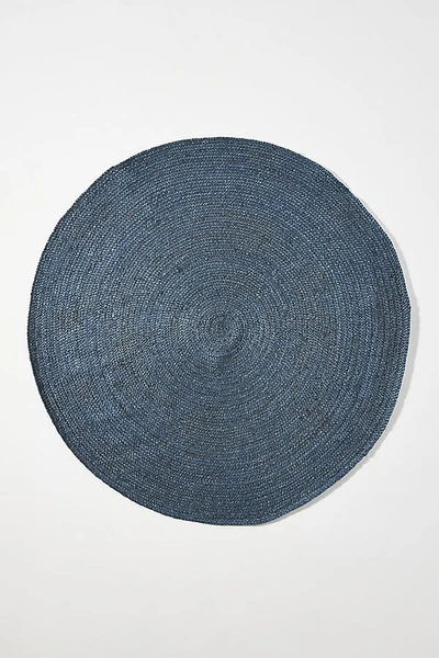 Anthropologie Handwoven Lorne Round Rug By  In Blue Size 4 D In Blue