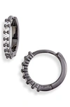 Nordstrom Crystal Huggie Hoop Earrings In Clear- Hematite