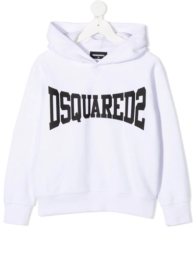 Dsquared2 Teen Logo-print Hoodie In White