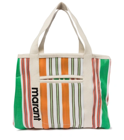 Isabel Marant Warden Striped Logo Tote Bag In Multicoloured