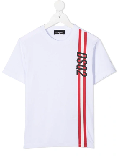 Dsquared2 Kids' Logo Print Cotton Jersey T-shirt In White