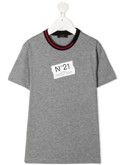 N°21 Teen Logo-print Short-sleeved T-shirt In Grey