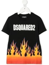 Dsquared2 Teen Flame Logo-print T-shirt In Black