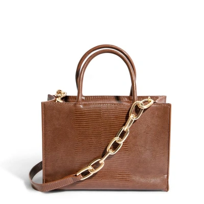 House Of Want "h.o.w." We Gram Small Tote In Chocolate Lizard