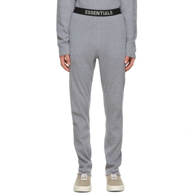 Essentials Grey Thermal Lounge Pants In Dark Heathe