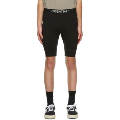 Essentials Black Athletic Bike Shorts In Black Refle