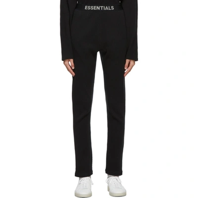 Essentials Black Thermal Lounge Pants In Stretchlimo
