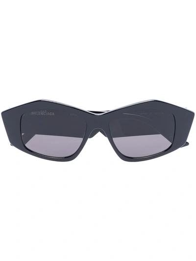 Balenciaga Futuristic Rectangular-frame Sunglasses In Black