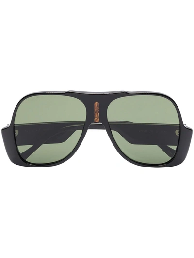 Gucci Black Tortoiseshell Oversized Aviator-style Sunglasses