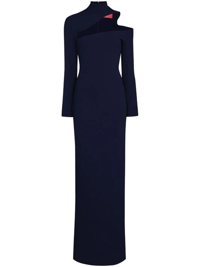Solace London Ares Cutout Cady Turtleneck Maxi Dress In Navy