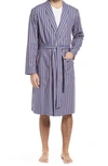 Hanro Men's Night & Day Striped Cotton Robe In Orange Blue