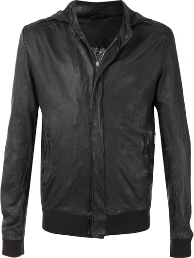 Giorgio Brato Hooded Leather Jacket In Black