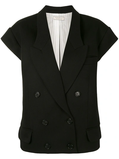 Nina Ricci Double-breasted Wool Waistcoat In Black