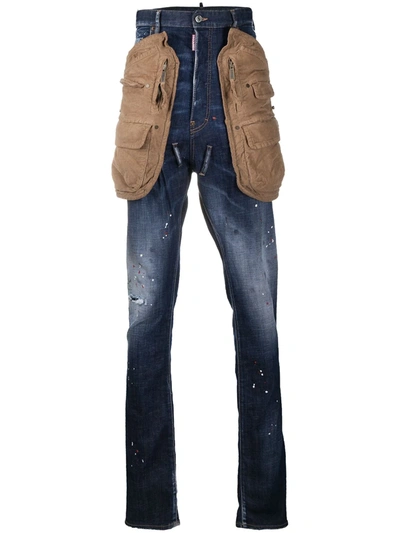 Dsquared2 High-rise Stonewashed Straight-leg Jeans In Blue