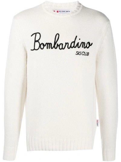 Mc2 Saint Barth Bombardino Ski Club Blended Cashmere Sweater In White