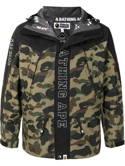 A Bathing Ape Camouflage Print Logo Jacket In Green