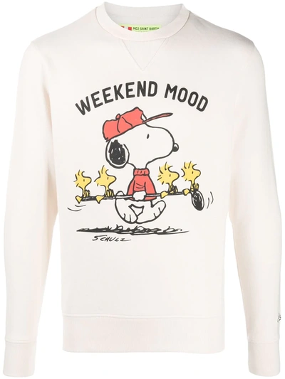 Mc2 Saint Barth Snoopy Print Sweatshirt In Neutrals