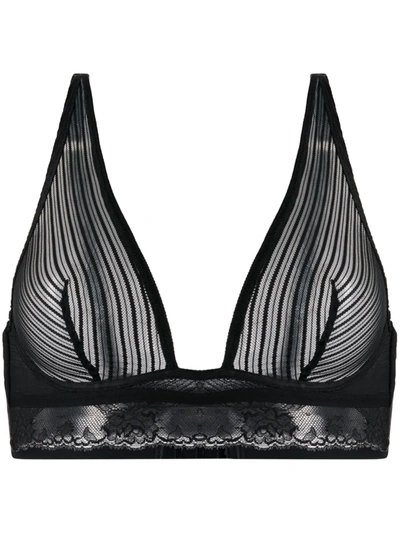 Wolford Stripe Mesh Soft Cup Bra In Black