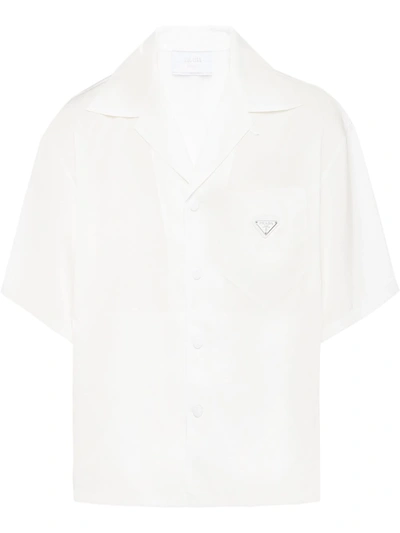 Prada Short Sleeved Recycled-nylon Shirt In White