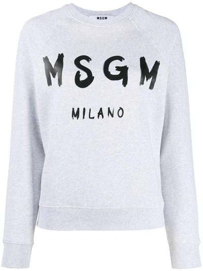 Msgm Logo Print Sweatshirt In Grey