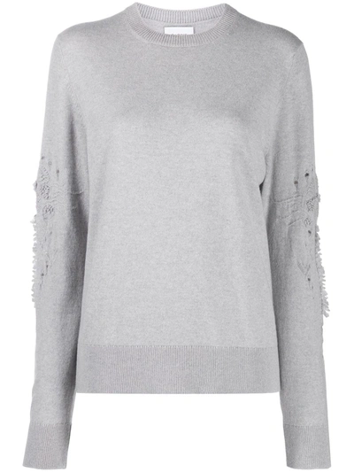 Barrie 3d Thistle Embroidered Jumper In Grey
