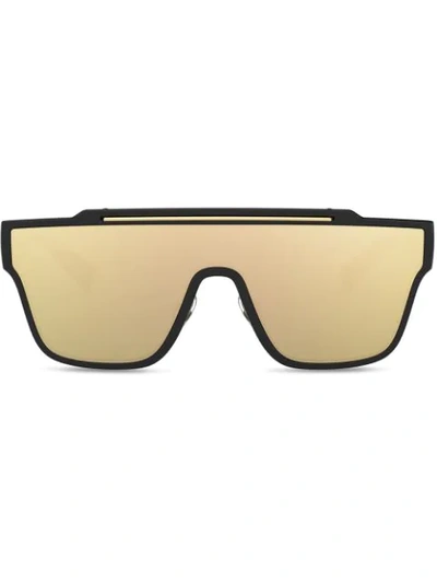 Dolce & Gabbana Viale Piave 2.0 Rectangular-frame Sunglasses In Black And Gold