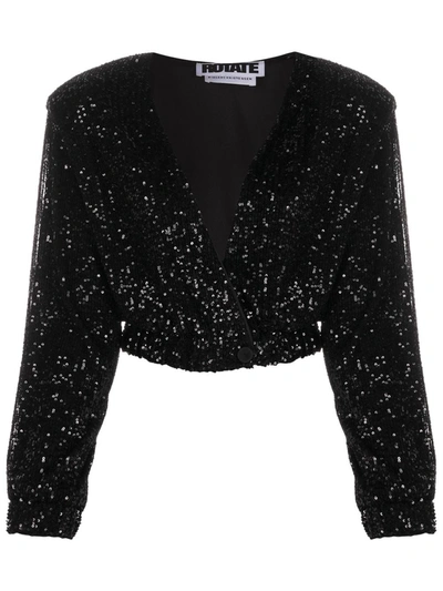 Rotate Birger Christensen Judy Sequined Mesh Jacket In Black