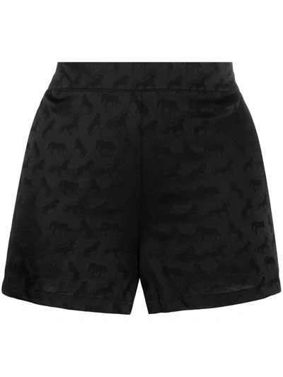 Stella Mccartney Horse-pattern Pyjama Shorts In Black