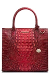 Brahmin Caroline Croc Embossed Leather Satchel In Crimson Melbourne