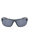 Nike Adrenaline 66mm Rectangular Sunglasses In Grey/ Green