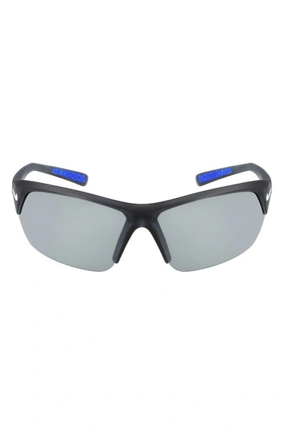 Nike Skylon Ace 69mm Rectangular Sunglasses In Matte Grey/ Silver Mirror
