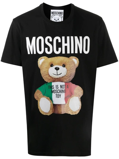 Moschino Italian Teddy Bear Crew-neck T-shirt In White