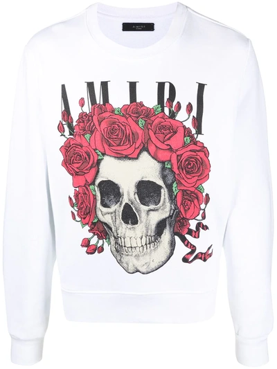 Amiri Grateful Dead Skull & Roses Graphic Sweatshirt In White