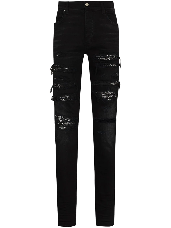 Amiri Black Bandana Thrash Jeans In Antique Black | ModeSens