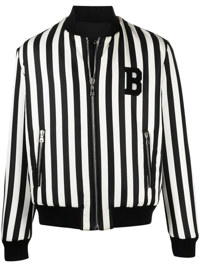 Balmain Reversible Nylon & Cotton Bomber Jacket In Black