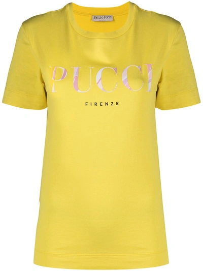 Emilio Pucci Logo Printed Cotton Jersey T-shirt In Yellow