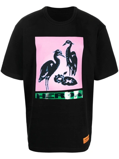 Heron Preston Herons Print & Tape Jersey T-shirt In Black