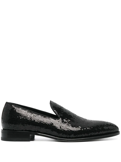Dsquared2 Sequin-embellished Loafers In Black