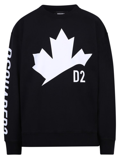 Dsquared2 Printed Over Cotton Jersey Sweatshirt In Black