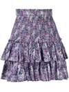 Isabel Marant Étoile Naomi Shirred Tiered Floral-print Cotton-voile Mini Skirt In Blue