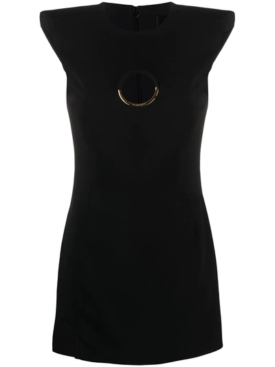 Versace Stretch Cady Mini Dress W/ Ring Detail In Black