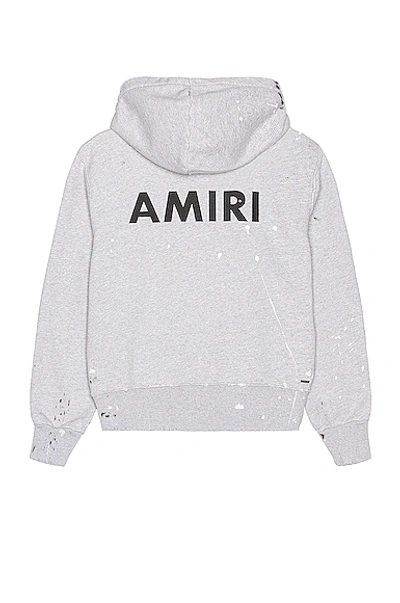Amiri Grey Logoed Hoodie With Paint Splashes In Heather Gray