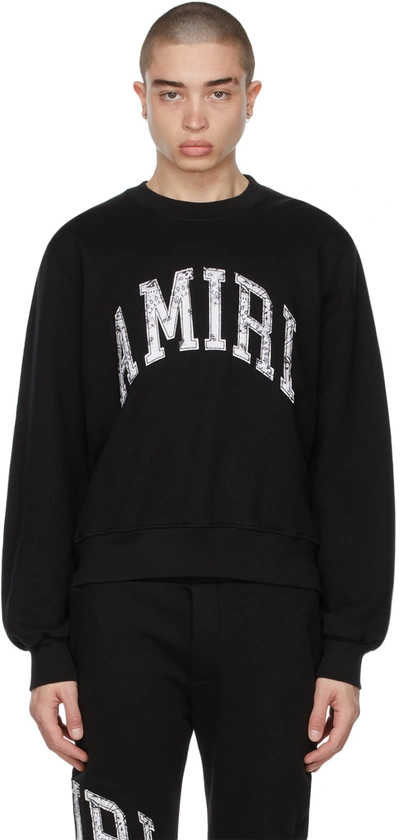 Amiri Varsity Print Jersey Sweatshirt In Black