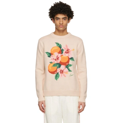 Casablanca Oranges Intarsia Cotton Knit Sweater In Cream