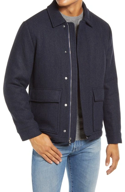 Bonobos Wool Blend Bomber Jacket In Navy Herringbone