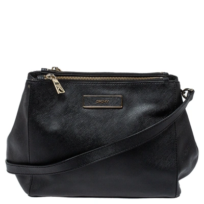 Pre-owned Dkny Black Leather Double Zip Shoulder Bag
