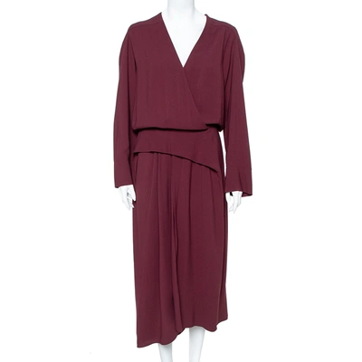 Pre-owned Balenciaga Burgundy Evening Crepe Gown M
