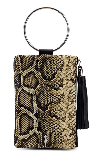 Thacker Nolita Ring Handle Snake Embossed Leather Clutch In Python