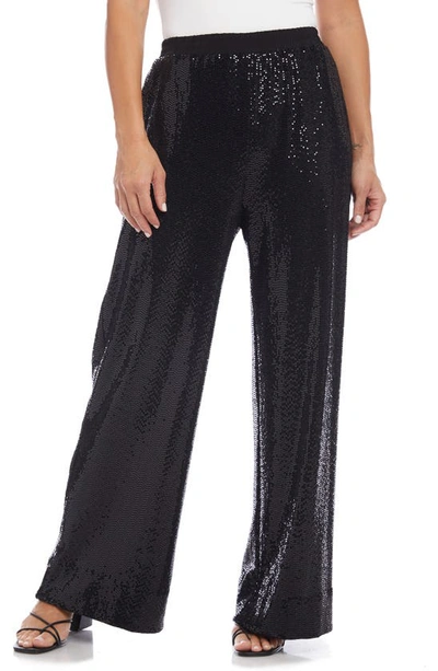 Karen Kane Sequin Wide Leg Pants In Black